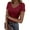 Wine Red, variant on PRETTYGARDEN Women Spring Tops Trendy Ribbed Short Sleeve V Neck Fitted Basic Tee Shirts Casual Going Out Summer Outfits