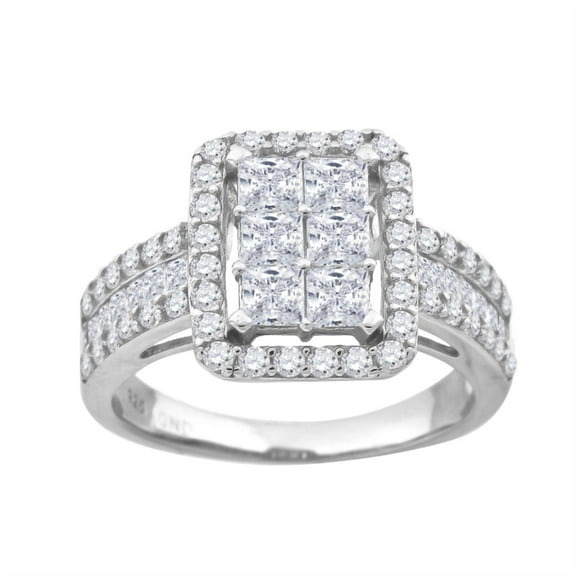 Auriga 925 Sterling Silver Princess Cut Cubic Zirconia Engagement Ring Size 7 for Women