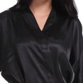 thumbnail image 3 of Dengjunhu Women's Lace-Trim Silk Robes Satin Bathrobe Short Sexy V Neck Sleepwear, 3 of 4
