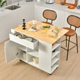 thumbnail image 4 of Gymax Kitchen Island Cart Rolling Serving Trolley w/ Drop Leaf Spice Rack Shelves White, 4 of 10
