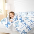 thumbnail image 4 of jejeloiu Kawaii Bowtie Cartoon Bow Queen Comforter Set,Blue White Bedding Comforter Set For Girl Kids Reversible 3 Pieces, 4 of 8