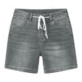 thumbnail image 4 of BUIGTTKLOP Denim Shorts for Women Stretchy Drawstring High Waisted Jean Shorts Summer Elastic Waist Comfy Short Pants Pockets, 4 of 6