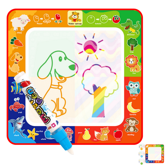 2 Pack Water Doodle Mat for Kids, 29cm Educational Drawing Painting Board with Writing Pen, Reusable Children Doodle Activity Toy for Early Learning