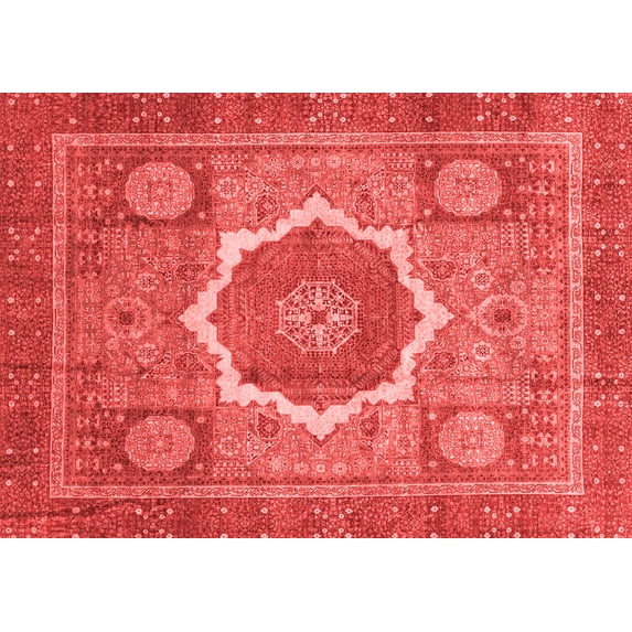 Ahgly Company Machine Washable Indoor Rectangle Abstract Red Modern Area Rugs, 8' x 10'