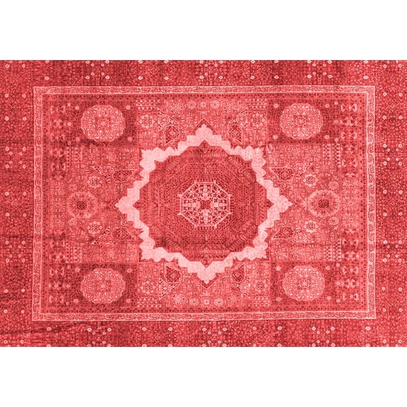 Ahgly Company Indoor Rectangle Abstract Red Modern Area Rugs, 5' x 7'