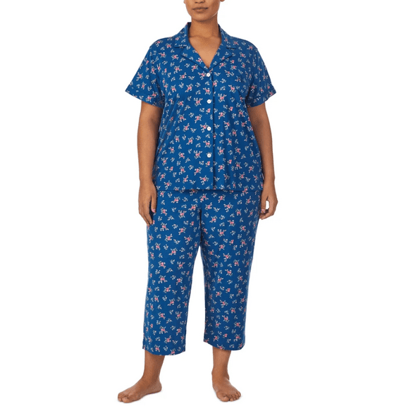 Lauren Ralph Lauren Plus Size 2-Pc. Printed Capri Navy Print, 3X