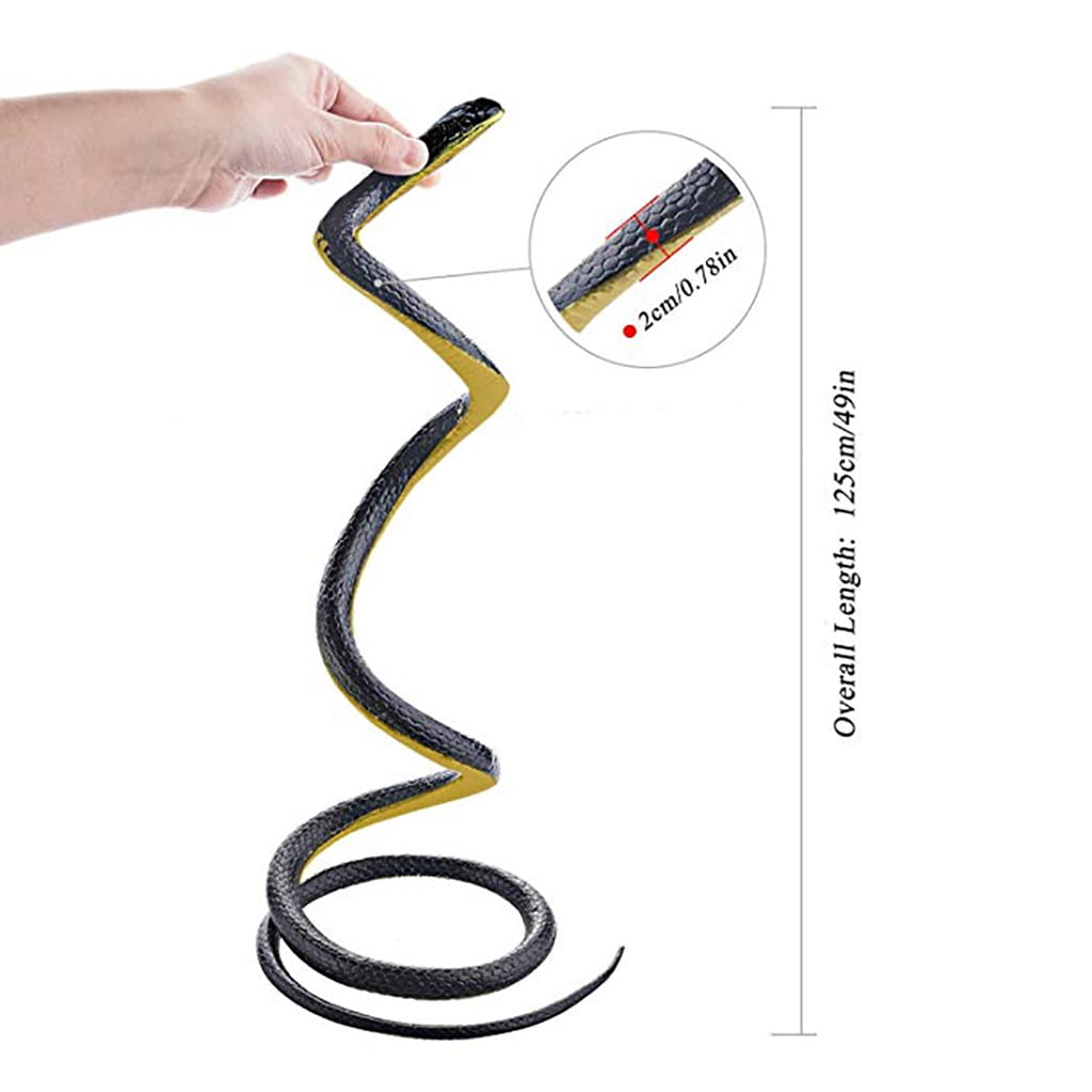 Realistic Fake Rubber Toy Snake Black Fake Snakes 49 Inch Long AprilFool/'s Day