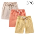 thumbnail image 4 of YunPes 3 Pack Toddler Boy Athletic Shorts Boys Soccer Shorts Basketball Short Pants Size 2‐12T Cotton Linen Beach Pants Pockets, 4 of 4