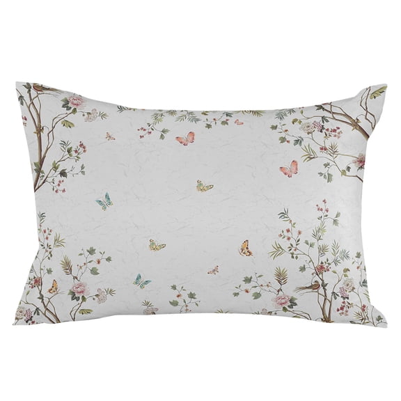 Spring Floral Botterfly Summer Flower Standard Size Pillow Cover, Pillowcase Protectors with Zipper, Breathable Decorative Throw Pillow Case Cover, Pillow Shams for Couch Sofa 20x26Inch