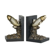 Cal Lighting Ta-677Bd 7.5" Country / Rustic Resin Trout Bookends - Bronze