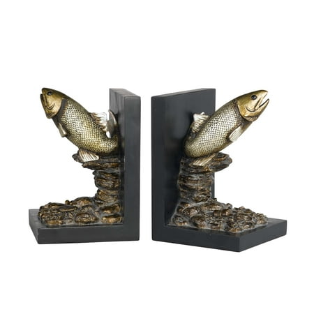 Cal Lighting Ta-677Bd 7.5" Country / Rustic Resin Trout Bookends - Bronze