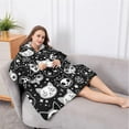 thumbnail image 5 of Oversized Wearable Blanket Hoodie,Bat Silhouette Halloween Pattern Sherpa Blanket Hoodie with Super Pockets,Super Warm Fuzzy Pullover for Women & Men, 5 of 6
