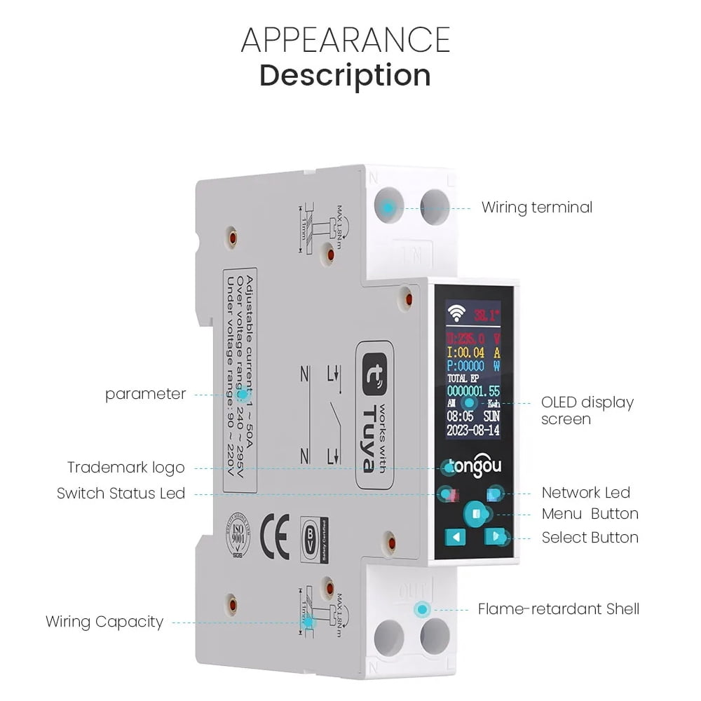 Electricity meters,Led Meter Relay App - App Function Compatible Kwh Meter And Function App Meter Din Rail Wifi Din Function - 35mm Din Meters Function Switch Meter Function Kwh Meter Circuit