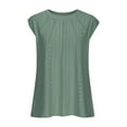 thumbnail image 5 of MIXUE Womens Summer Tops Summer Solid Color Round Neck Hollow Out Sleeveless Fashion Casual Loose Pullover Tshirts Streetwear,Green,S, 5 of 7