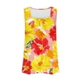 thumbnail image 5 of Tank Tops for Women Sleeveless Square Collar Floral Print Casual Loose T-shirt Yellow S, 5 of 5
