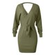thumbnail image 4 of Vestido de punto sin espalda con cuello en V y manga larga para mujer - Minivestido ajustado de punto cruzado - Conjunto con cinturón para fiesta - S-XXXL, 4 of 5