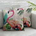 thumbnail image 3 of Chilfamy  Watercolor Flamingo Throw Pillow Covers Summer Tropical Green Palm Leaf Background Pillowcase Birds Square Home Sofa Outdoor Decor Cushion Cover ，Multi-Size, 3 of 5