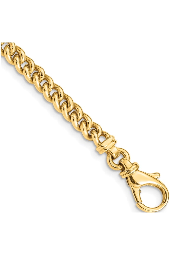 14K Yellow Gold 4.5mm Hand Polished Fancy Link Bracelet (8 X 4.5) Made In Peru lk580-8
