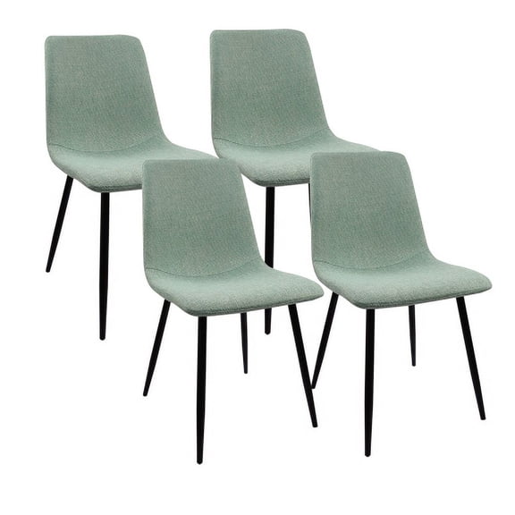 Cterwk Pack of 4 Modern Upholstered Dining Chair with Metal Legs, Linen Armless Side Chairs for Living Room, Dining Room, Light Green