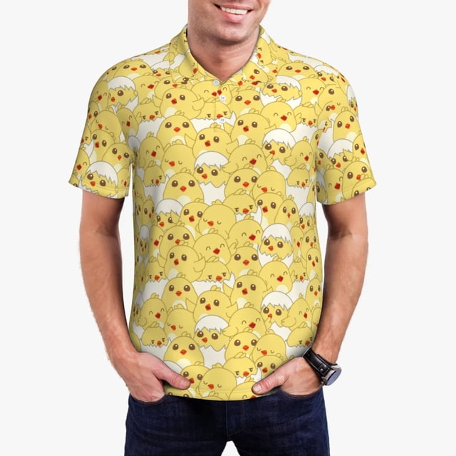 Balery Baby Chicks Camisa Polo de Hombre con Estampado, de Manga Corta y Tejido Medio, Camisa Tipo Golf Polo-4X-Large