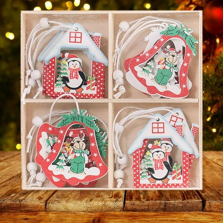 

12Pcs Christmas Tree Decoration Decorations Hanging Cute Ornaments Christmas Ornaments Gift Wooden Christmas Pendants for Party Holiday Christmas Tree Color B