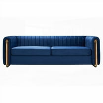 84.25''W Velvet Sofa Couch in Blue for Living Room, Sturdy with Foam-Filled Cushions