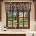 thumbnail image 6 of Retro Brown Door Curtain Valances for Windows, Kitchen Valance Window Treatments Panel 2 Pack, Country Vintage Wooden Door Rod Pocket Short Curtains for Bathroom Bedroom 42 x 18 Inch, 6 of 8