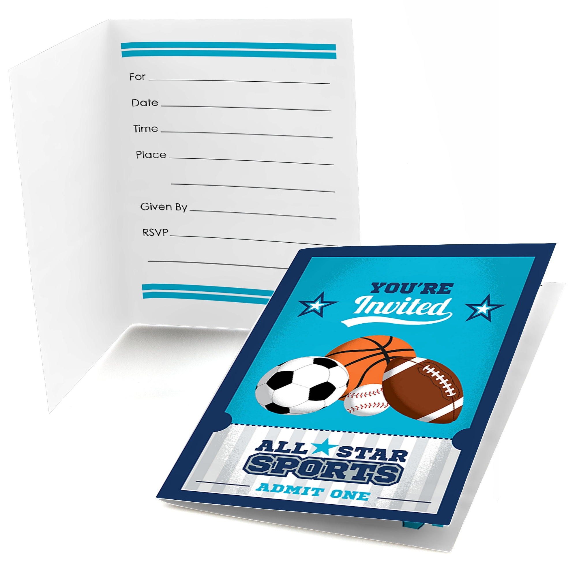 Go, Fight, Win - Sports - Fill In Baby Shower or Birthday Party Invitations (8 count)