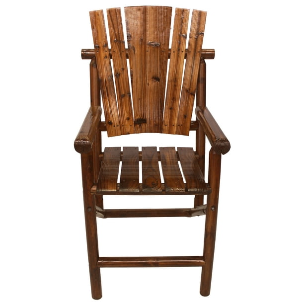 Leigh Country Char Log Outdoor Bar Height Arm Chair Brown Com - Char Log Patio Furniture