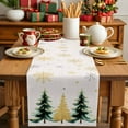 thumbnail image 4 of Christmas Trees Cotton Linen Table Runner for Dining Kitchen, Golden Green Xmas Tree Snowflake Wedding Outdoor Party Tablerunners Decoration, Dresser Scarf Coffee Tablecloth Runners 13x72 Inches, 4 of 9