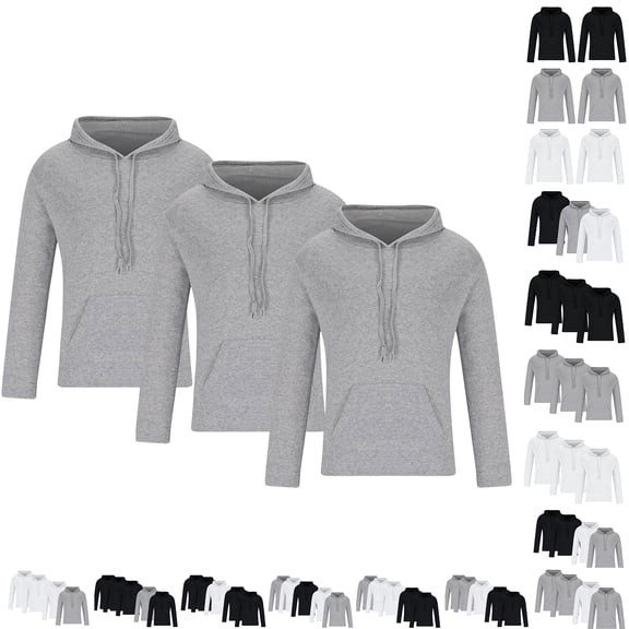 RJMDKXZ 3 Pack Men's Lightweight Fleece Pullover Hoodie Casual Comfy Long Sleeve Sweatshirt with Pocket for Men