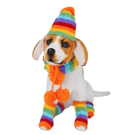 Walfront 6Pc/Set Autumn Winter Dog Pets Puppy Hat Scarf Leg Warmer Cute Clothes Costume, Christmas Collection Pet Costume