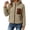 Khaki, variant on SuTry Women's Fleece Jacket Stand Collar Full Zip Sherpa Texture Contrast Pocket Drop Shoulder Relaxed Fit Long Sleeve Winter Casual Daily Wear Outerwear