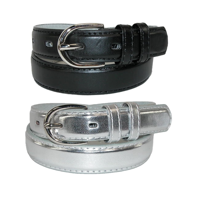 CTM® Ceinture Habillée en Cuir de Base pour Enfant (Lot de 2 Couleurs)
