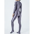 thumbnail image 3 of Eandarui Women's Shiny Oil Glossy Body Stocking Yoga One Piece Stretchy Back Zipper Full Jumpsuit Grey XXL, 3 of 4