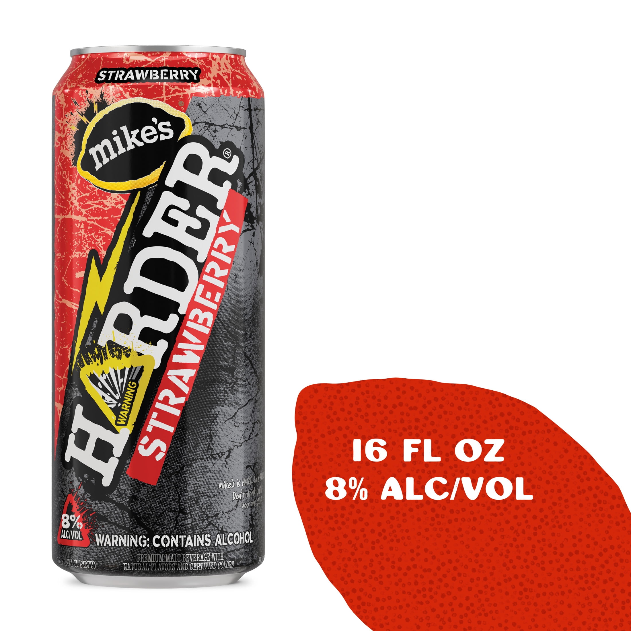 (6 pack) Mike's Harder Lemonade Strawberry, 16 fl oz Can, 8% ABV