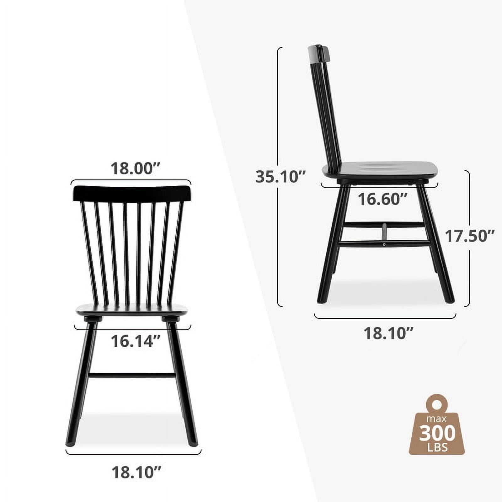 Dycanpo 18'' Tall Black Dining Chairs Set of 2 with Spindle Back,Natural for Kitchen and Living Room