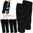 thumbnail image 1 of wonima44 3 Pairs Lymphedema Compression Leg Wraps Adjustable Lower Leg Cover up Medical Shin Splint Wrap for Heaviness Fatigue(Black), 1 of 1