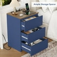 thumbnail image 5 of Homfa 3 Drawers Nightstand with Charging Station, Side Table with Storage for Living Room, Bedside Nightstand for Bedroom, Blue, 5 of 7