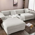 thumbnail image 1 of Elastic Durable L Shape Sofa Cover For 1 2 3 4 Seaters (White, 3 Seaters), 1 of 3