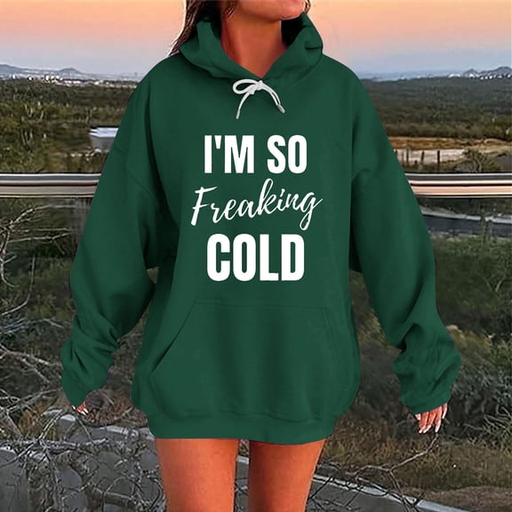 Guieoi Plus Size Jackets Women Winter Casual Christmas Solid Color Round Neck Long Sleeve Pullover Blouse Hooded Sweatshirt Green
