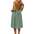 thumbnail image 5 of BOOMNY Women's Backless Cami Dress Spaghetti Strap Lounge House Midi Linen Dresses Flowy Beach Summer Maxi Sundress, 5 of 9