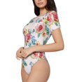 thumbnail image 2 of The Xecao Rose Flowers Women's Crew Neck Body Suit, a short-sleeved bodysuit and basic swimsuit, both comfort and style for dating and daily life, 2 of 9