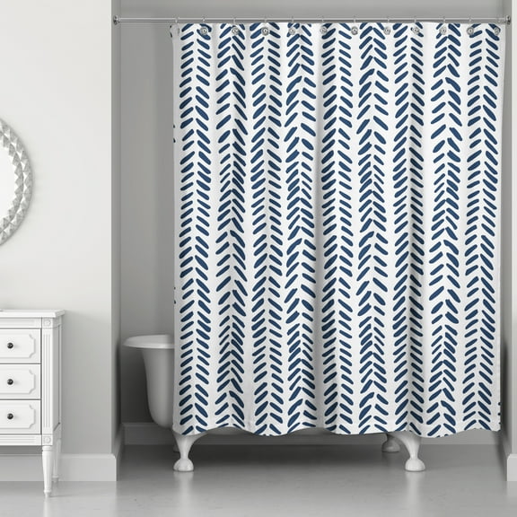 Creative Products Navy Modern Herringbone 71x74 Shower Curtain