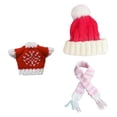 thumbnail image 4 of 3 uds muñecas suéter y sombrero bufanda accesorios de disfraz, ropa hecha a mano en miniatura para muñecas de 17cm vestir regalos de año Nuevo Rojo, 4 of 9