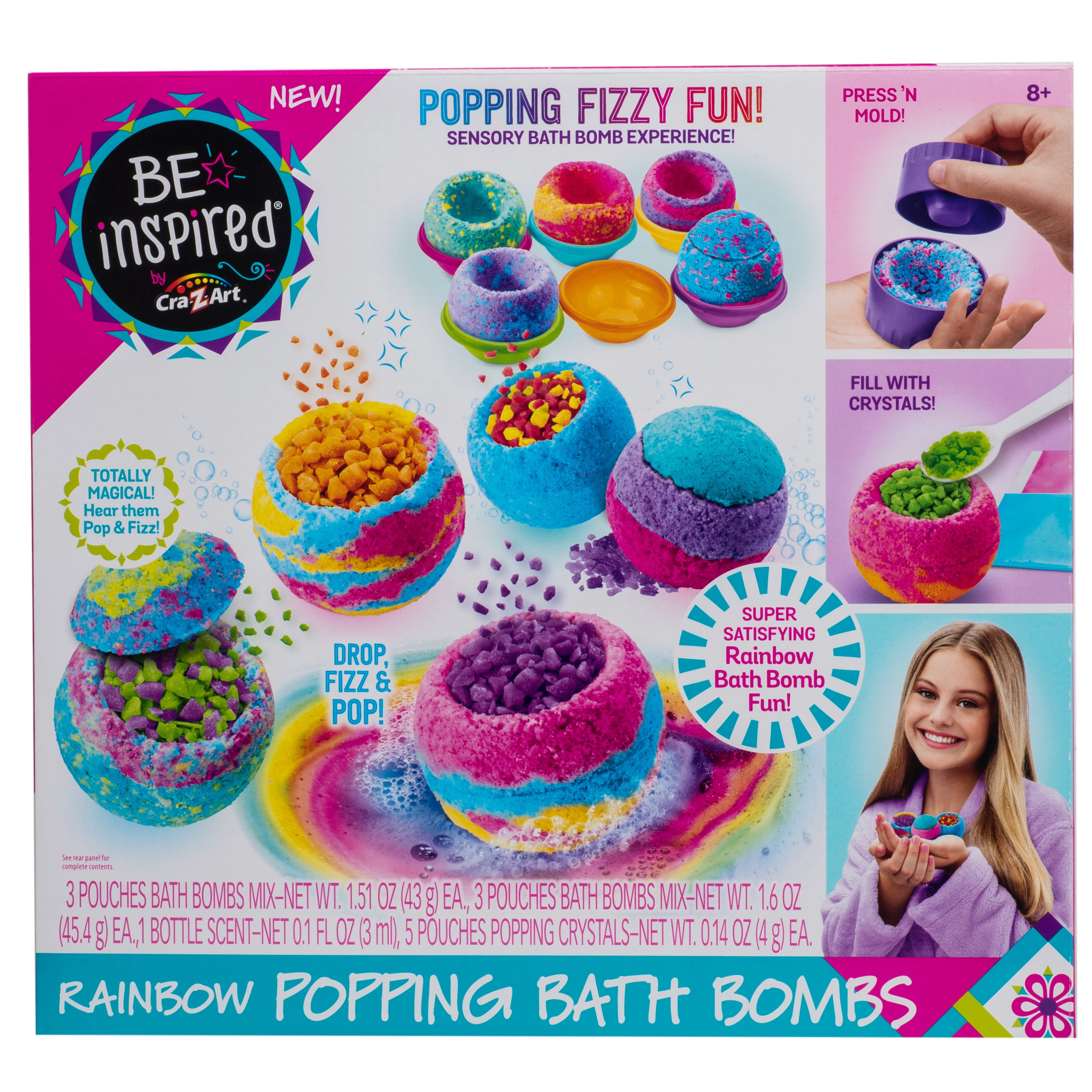 Cra-Z-Art Be Inspired Multicolor Rainbow Bath Bomb Craft Kit, Unisex Child Ages 8 and up