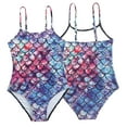 thumbnail image 6 of LYMAYTER Kids Girls One Piece Bikini Swimsuits for Toddler Multi-color Printed Bathing Suit Summer Beach halter Swimwear 4-8 Years, 6 of 9