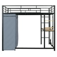 thumbnail image 3 of Full Size Metal Loft Bed with Desk and Wardrobe, Heavy Duty Loft Bed Frame with Storage Stairs, LED Loft Bed Full with Charging Station, Space Saving Loft Bed,Black, 3 of 8