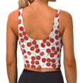 thumbnail image 4 of Goofa Tomato Printed Sports Bras for Women, High Impact Running Bra Workout Crop Tank Tops Longline Sports Bra Push up-Large, 4 of 9