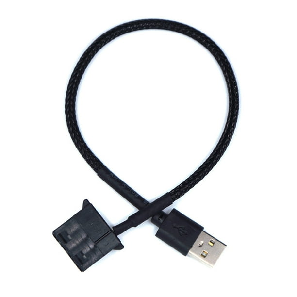 Cable adaptador de ventilador de 4 pines a USB. Cable de alimentación para ventilador de PC de 4 pines. Conector de PVC (negro).